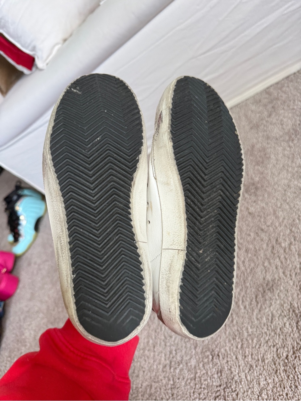 Golden Goose superstar distressed White Leather Sneakers with Gray Star - Picture 14 of 14